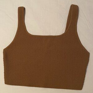 Babaton Cropped Squareneck Ribbed Tank – Brown